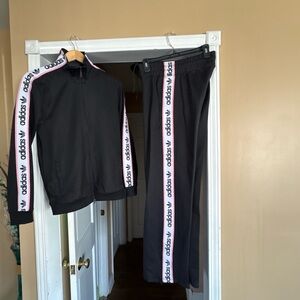 Adidas Black Tracksuit with Pink and White Accents